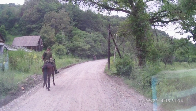Конный пограничный наряд в районе Никитино